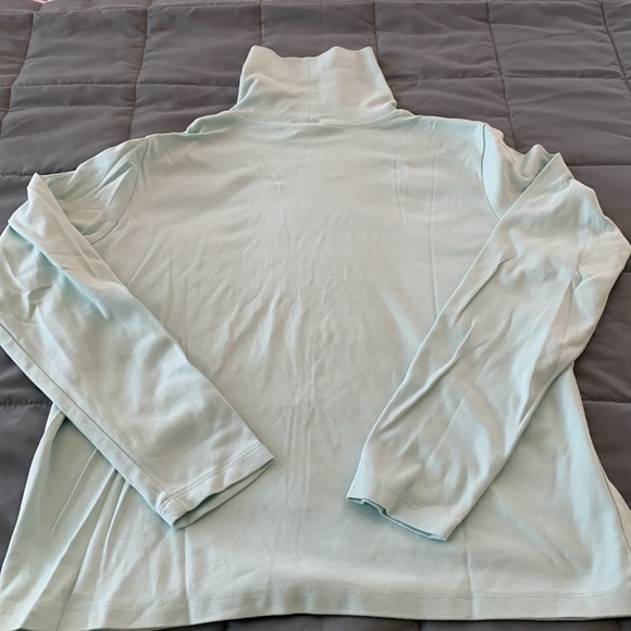 LL Bean turtleneck, Supima cotton, light aqua, size M - Picture 4 of 4